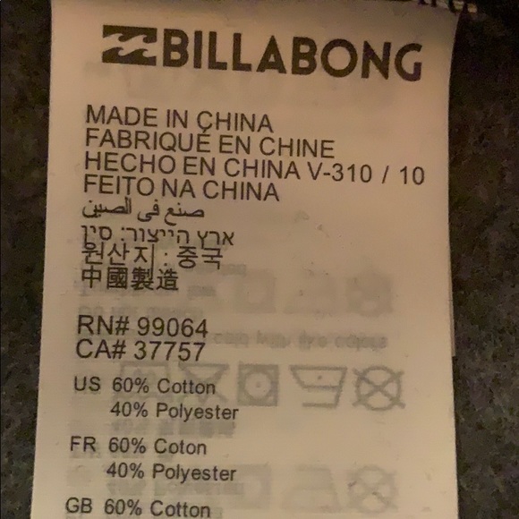 Billabong Charcoal Gray Balance Full Zip Long Sleeve Fleece Hoodie - Picture 7 of 7